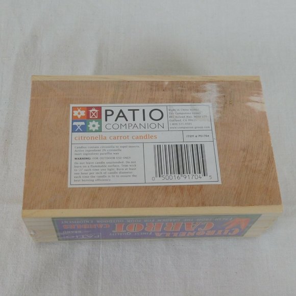 Carrot Shaped Citronella Candles Wooden Box Set of 3 Vegetables Patio Companion - Picture 8 of 9